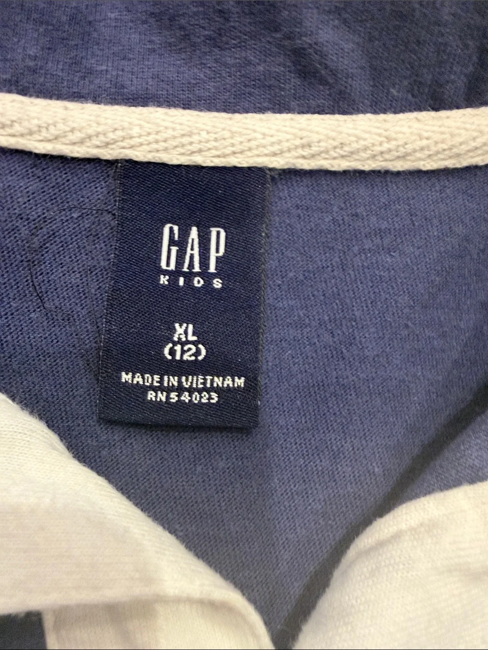 GAP KIDS Navy Cotton Polo with White, Gray and Light Blue Stripes SIZE XL-12